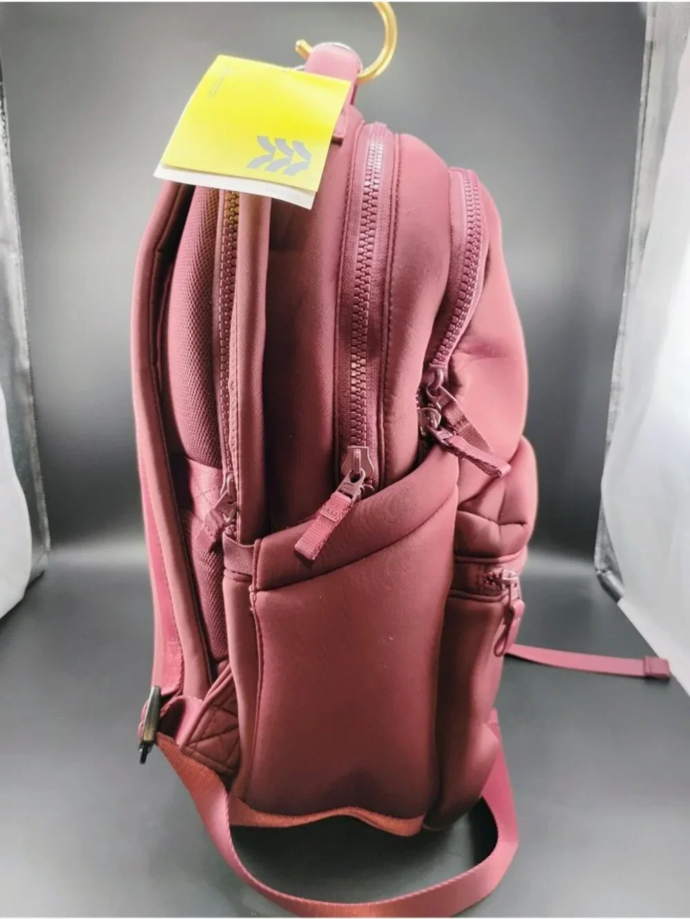 Modern Maroon Backpack With Multiple Compartments & Adjustable Straps